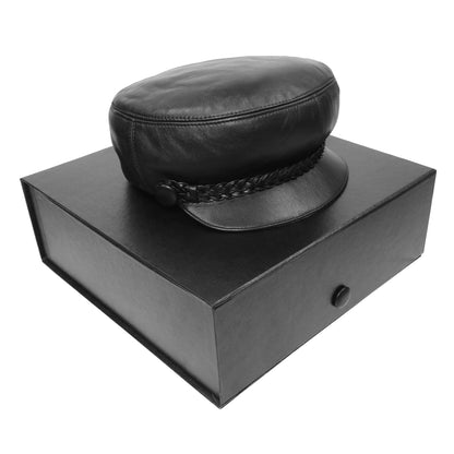 leather cap with presentation box